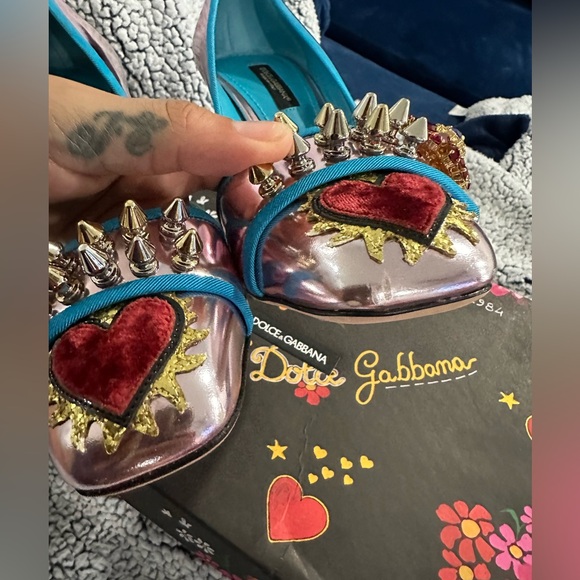 DOLCE & GABBANA Jackie Leather Court Block Heels US7 UK4 EU37 - Picture 9 of 17